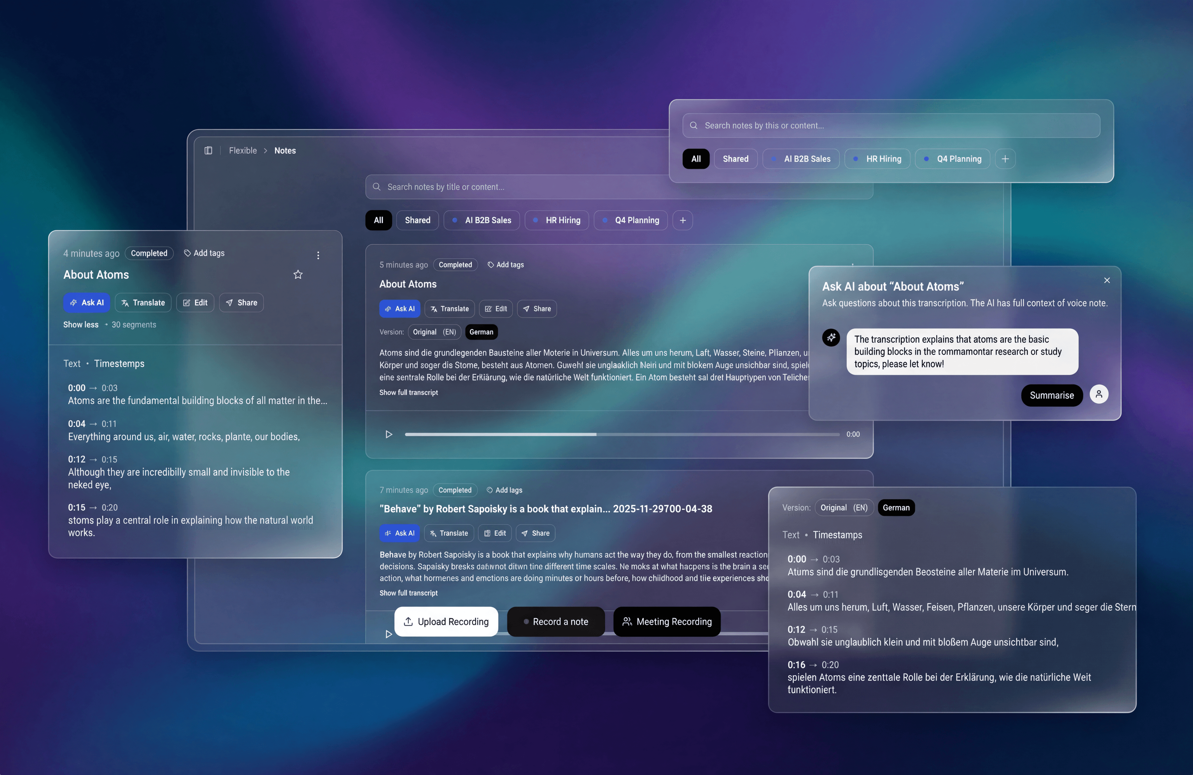 Speechyou App - AI Transcription Interface